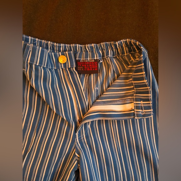 Big Bud Western Pants—  XS blue + white stripe - Picture 2 of 9